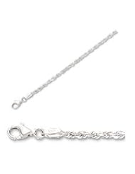 30" 14K White Gold 2.5mm (1/10") Polished Solid Diamond Cut Royal Rope Chain w/ Pear Shape Clasp