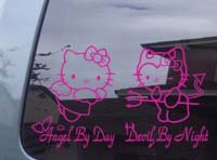 Hello Kitty Angel & Devil Car Window Truck Vinyl Decal Sticker P007 -PINK COLOR-