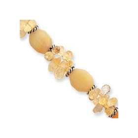 Sterling Silver 8.75inch Agate and Citrine Bracelet - 8.75 Inch by