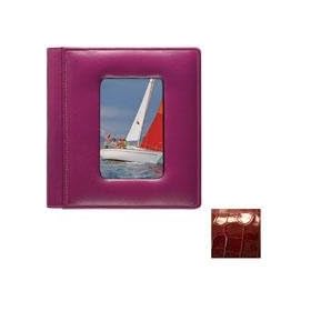 NILE RED crocodile print fine leather #169 window 2-up album by Raika - 4x6