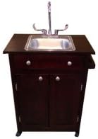 Monsam PSW-009S 6 in. Wood Cabinet Deep Single Basin Portable Sink