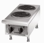 12 in Counter Top Electric Hot Plate, (2) 9 in Coil Burners, 4 in Legs, 208 V