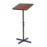 Safco 8921MO Adjustable Speaker Stand, 21w x 21d x 30 to 46h, Medium Oak Top/Black Base