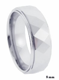 8MM Faceted Executive Classic Tungsten Carbide Wedding Band (sizes 5.5, 6, 6.5, 7, 7.5, 8, 8.5, 9, 9.5, 10, 10.5, 11, 11.5, 12, 13, 14, 15)