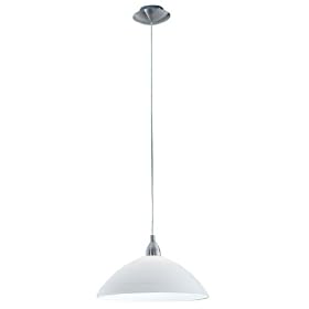 Eglo 88491A Lord-3, Nickel wiped White, 1-Light Pendant Light Fixture by Eglo