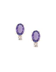 Oval Tanzanite Drop and Diamond Earrings in 14K Yellow Gold