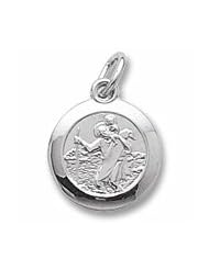 Rembrandt Charms, St. Christopher Charm in Solid Sterling Silver or Gold, Engravable