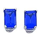 14K WG Emerald Cut Tanvorite Earrings Jewelry 6x4mm