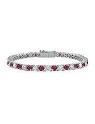Ruby and Diamond Tennis Bracelet : 14K White Gold - 5.00 CT TGW