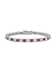 Ruby and Diamond Tennis Bracelet : 18K White Gold - 5.00 CT TGW