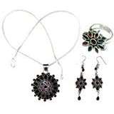 ShalinCraft Earring and Pendant Sets Sterling Silver With Garnet Gemstones Jewelry Hand... by 