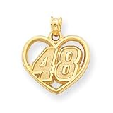 14k NASCAR Jimmie Johnson Number 48 Heart Pendant