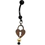 Handcrafted Austrian Crystal Brass Heart Lock Belly Ring