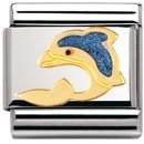 NOMINATION Italian Charm in stainless steel, enamel and 18k gold (Dolphin)