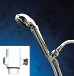 送料無料!! クリスタルシャワーヘッド塩素除去(5段階水流切替+止水スイッチ付き)/クロムメッキ