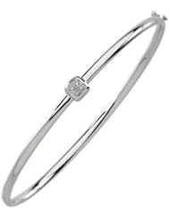 14K White Gold Diamond Bangle Bracelet