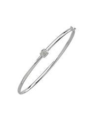 14K White Gold .03Ctw Diamond Bangle Bracelet