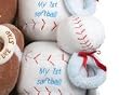 Plush Softball 2-piece Baby Sports Ball & Rattle Set