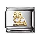 Nomination Comp. Classic TIERE - LUFT Edelstahl, 18K-Gold und Cubic Zirc. (Eule WEISS) 030 Preisvergleich