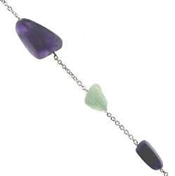 Amethyst & Aquamarine Bracelet 7.5 Inch Sterling Silver - Past Present Future