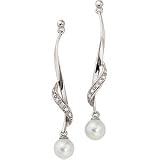 CleverEve's 14K White Gold Pair Freshwater Cultured Pearl And Diamond Earring