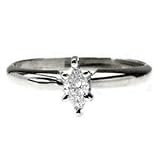 14k White Gold, Marquise Diamond Solitaire Engagement Ring (0.25 ctw)