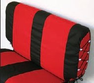 Rampage Products Interior Comfort Combo Packs Polycanvas - Rear Jeep Wrangler 2003 to 2006 Rear -Black & Red -Polycanvas Seat Cover and, 2 Belt pads
