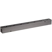 Polyconn PCM10-125-07BW Black Anodizing Aluminum Manifold, 1/4" NPT Female x 1/8" NPT Female, 1-1/2" Centers, 7 Stations
