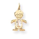 14k April Birthstone White Topaz Boy Charm