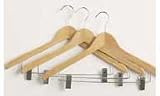 NEW 9 X QUALITY WOODEN WOOD HANGERS WITH TROUSER CLIPS