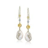 11-12mm Baroque Pearl, 1.70ct t.w. Multi-Gemstone Drop Earrings