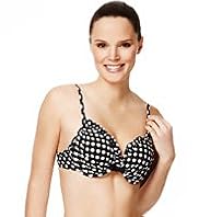 Spotted & Frilled Underwired Push-Up Bikini Top