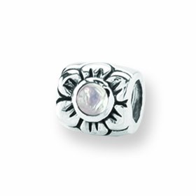 Sterling Silver Reflections Created Opal CZ Bead Charm - JewelryWeb