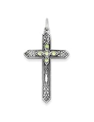 Cross Pendant- Sterling Silver August Birthstone Cross Pendant