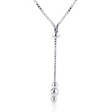 Sterling Silver 1.7mm Y Mirror Box w/Ball Necklace