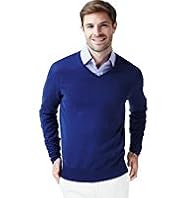 Savile Row Inspired Silk Blend V-Neck Jumper