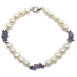 Amethyst & Pearl Bracelet in 14K White Gold
