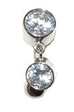 Double Round 14 karat White Gold Belly Button Ring Reverse Mounted