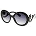 FreshGadgetz Designer Oversized High Fashion Sunglasses w/ Baroque Swirl Arms (Black)