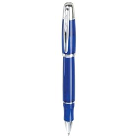 Waterford Pallas Transparent Blue Resin Barrel, Capped Roller Ball Pen with Platinum Plated Accents