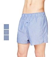 3 Pack Pure Cotton Striped Boxers