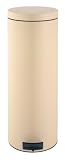 Brabantia Pedal Bin 20litre, Slimline, Metal Bucket, Almond
