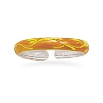 Enameled Sterling Silver Toe Ring, 3mm wide Orange Toe Ring