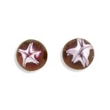 Purple and White Enamel Stud Earrings