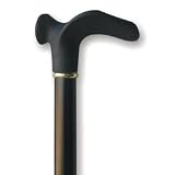 Wood Cane - With Contour Grip. Black left handle, this cane is designed to fit the hand like a glove for its palm grip handle. This cane and walking stick is very secure and comfortable and has a weight capacity of 250 pounds. This ergonomic wood cane is ideal for arthritis sufferers. It distributes weight across the entire palm. Height approx: 36 - 37 . Feel the soft touch.
