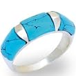 High Polished Sterling Silver Ring with Aquamarine Synthetic Turquoise