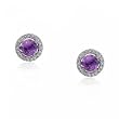 Amethyst & Diamond Circle of Love Earrings in Yellow Gold
