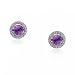 14KT Yellow Gold Circle Love Earrings Amethyst Diamond