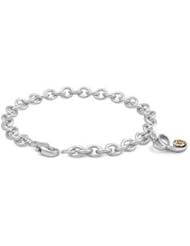 6 3/4 In Silver & 14K Gold Diamond Initial C Charm Bracelet For Girls