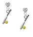 Enamel Softball and Bat - Silver Plated Mini Heart Charm Earrings [Jewelry]